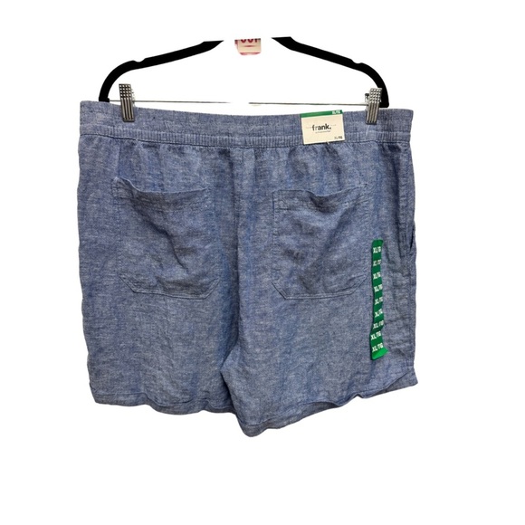 Frank & Oak Linen Blend Shorts Blue - Picture 3 of 10